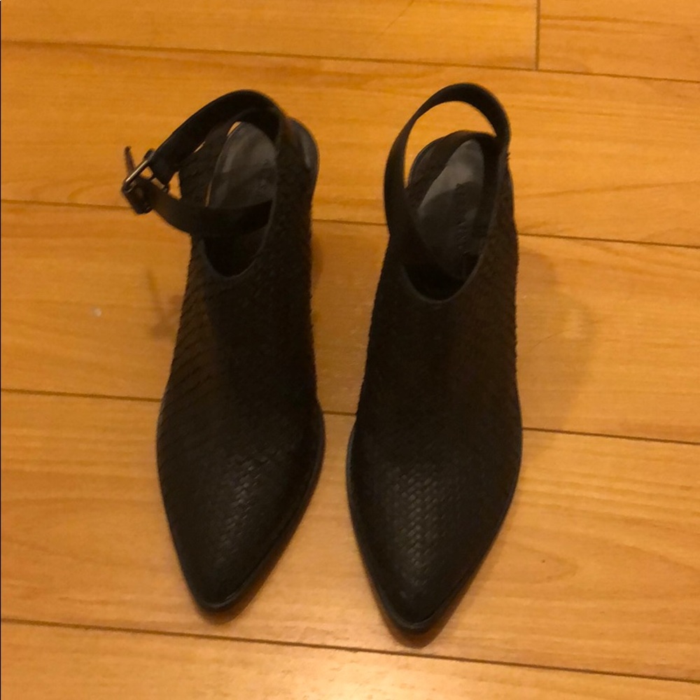 All saints black ankle booties with open back
